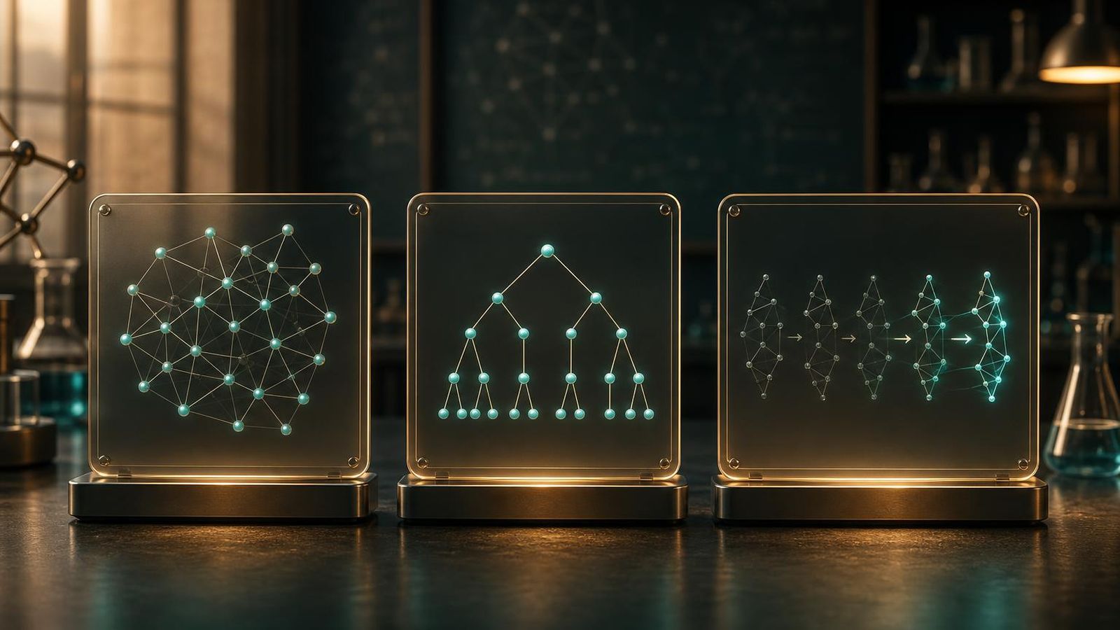 A simulation card grid showing graph demos with small previews